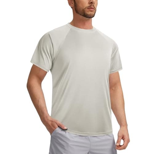 3rd hill Mens Swimming Shirts Short Sleeve UPF 50 Quick Dry Sun Protection Rash Guard Shirts for Fishing Running Grey 3XL