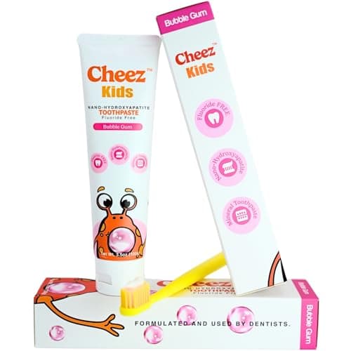 Cheez Oral Care Kids Nano Hydroxyapatite Toothpaste with Xylitol, Fluoride Free Safe to Swallow Mineral Toothpaste, Gentle Enamel Care, Bubble Gum Flavor - Image 1
