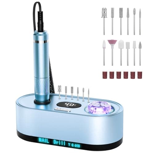 JOSGLOI Electric Nail Drill Professional: 40000RPM Electric Nail File Kit E File Nail Drill Machine with LCD Display for Acrylic Gel Nail, Manicure Pedicure Polishing Nail Grinder for Salon Home Use - Image 1