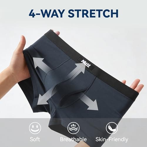 Nullktie Men‘s Ultra Soft Trunks with Fly, Modal Microfiber Underwear, Moisture Wicking Boxer Briefs Short Leg, 4 Pack - Thumbnail 6