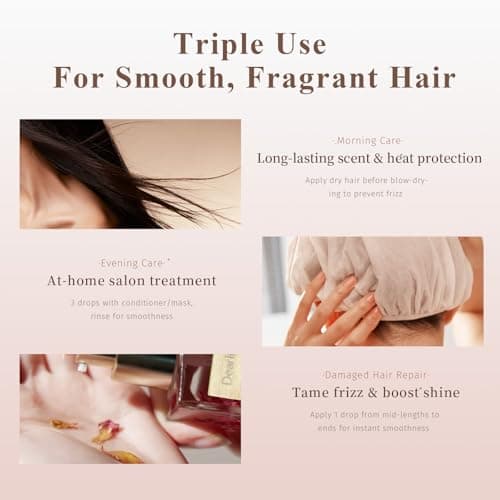 Dear Irean Hair Perfume Oil for Women, Rose Hair Oil with Moroccan Argan & Jojoba, Hydrates & Repairs Frizzy, Dry, Damaged Curly Hair and Split Ends, Long Lasting Fragrance Up to 8 Hours, 1.35 Oz - Thumbnail 5