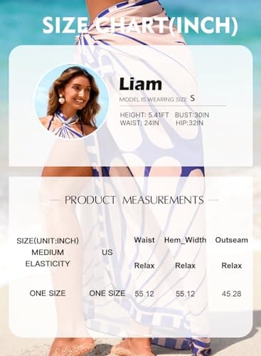 Herseas Womens Swim Cover Up Sheer Black Sarong One Size 2026 Summer Swimsuit Coverups Lace Up Side Wraps High Slit Flowy Breathable Soft Vacation Essentials - Thumbnail 6