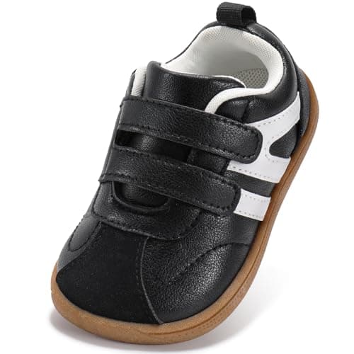 STQ KIDS Toddler Wide Toe Box Shoes Boys Barefoot Shoes Kids Tennis Sneakers Casual Non-Slip Fashion Preschool First Walking Running Shoe Outdoor Activities Graphite Black Toddler Size 5