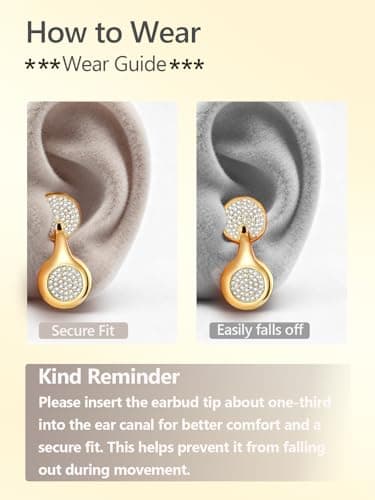 FUNNYEAH JewelPods H01 Wireless Earbuds for Small Ear, Open Ear Earbuds Jewelry-Inspired Designs Metal Headphones, Excellent Spatial Audio,Sweat and Water Resistant,72H Play - Thumbnail 5