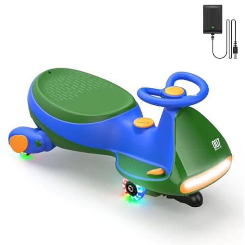 FanttikRide N7 Classic Electric Wiggle Car with Pedal, Rechargeable Battery, 2 in 1 Swing Car, 2 Speed Ride On Toy, Anti-Rollover, Flashing Wheels, Bluetooth, for Ages 3 and Up, 150 Lbs, Green - Image 1