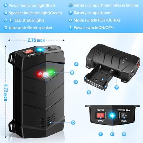 Rodent Repellent for Car Engines, Mouse Repellent Ultrasonic Rodent Repeller, Variable Frequency Ultrasonic&LED Strobe Lights, Keep Mice Away from Car Engines, Indoors, Outdoors, Rooms (2-Pack) - Thumbnail 6