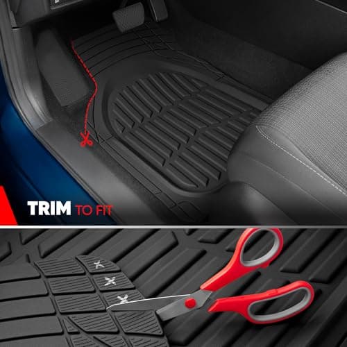 Motor Trend FlexTough LITE Rubber Car Mats Full Set - All Weather Floor Mats for Trucks, Cars & SUVs - Automotive Waterproof Black Car Floor Mats for Cars Interior Accessories Universal Trim-to-Fit - Thumbnail 5