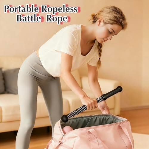 MUYIWEIDEN Ropelss Battle Ropes,Cordless Workout Rope for Home Gym, Portable Arm Exerciser Rope for Strength Building, HIIT and Low-Impact Aerobic Training for Women&Men (Black) - Thumbnail 6