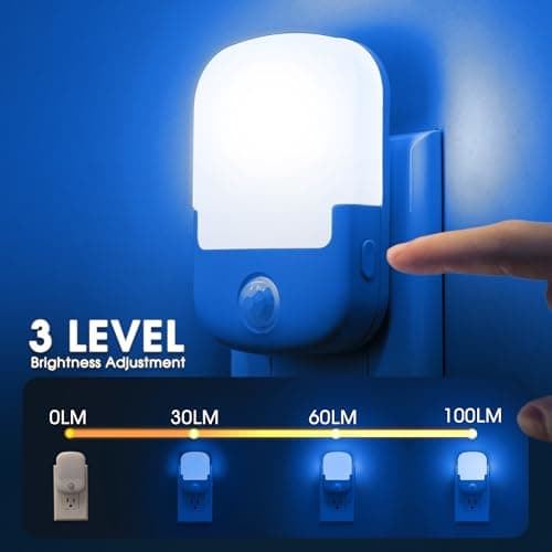 Briignite Blue Motion Sensor Dusk to Dawn Dimmable Led Night Light 2Pack for Kids, Bedroom, Kid Room, Bathroom - Thumbnail 5
