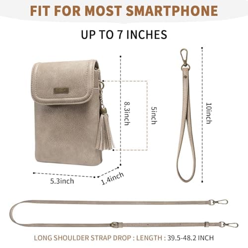AnsTOP Small Crossbody Bag for Women,Minimalist Designer Vegan Leather Phone Purse with Tassel,Handheld & Adjustable Shoulder Strap for Daily Use Gold - Thumbnail 5