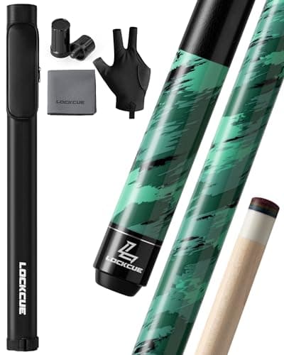 LOCKCUE Complete Pool Cue Set with Hard Leather Tube Case | 21oz 58-inch Green Billiard Cue Stick, Microfiber Towel & Glove (Pool Cue Stick Combo for Men) - Image 1