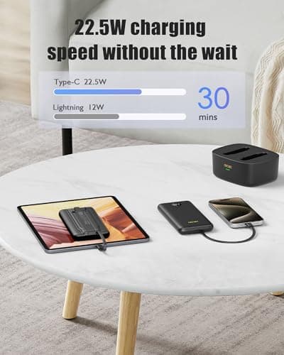 Qecvec 10000mAh Portable Charger 2 Pack, Cell Phone Portable Power Banks, 22.5W Fast Charging Battery Pack, Slim Travel Power Bank for iPhone, Galaxy S24/S23, Android Devices – Black - Thumbnail 2