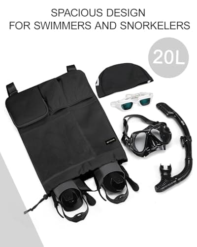 BAVELOE Swim Bag with Wet Pocket, Mesh Drawstring Backpack for Beach, Swimming, Snorkeling, Pool, Gym for Women Men (Black) - Thumbnail 6