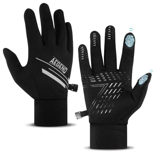 Aegend Lightweight Thin Running Gloves Touchscreen Anti-Slip Windproof Warm Finger Dexterity Gloves Liners Women Men Cycling Driving Texting Sports Working Activities Winter Spring Fall - Image 1