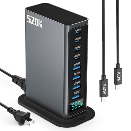 520W USB C Charger Block, 8 Ports GaN Fast Charging Station Hub, PD 100w Type C & USB A Laptop Desktop Charger Adapter for MacBook Air/Pro, DELL, iPhone, iPad, Samsung, Travel Home Office Use - Image 1