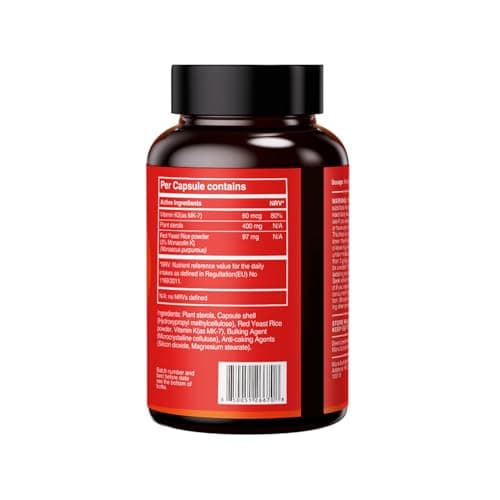 HUJ Red Yeast Rice Complex Capsule - Contains Red Yeast Rice Powder, Plant Sterols & Vitamin K2 - Maintain Healthy Cholesterol Levels and Supports Cardiovascular Health - 60 Capsules - Thumbnail 2