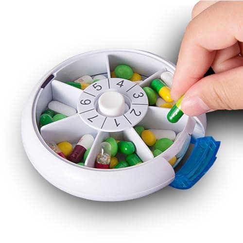 Weekly Medicine Pill Organizer - 7 Day Round Pill Box with Rotary Design, Daily Compartment for Vitamins & Medication, Compact Pill Case for Purse,Portable Travel Essentials for Pills & Supplements - Thumbnail 3