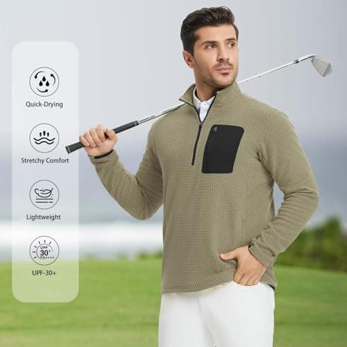 M MAELREG Mens Pullover Quarter Zip Midweight 1/4 Zip Pullover Mens Casual Long Sleeve Texture Warmth Sweatshirts - Thumbnail 6