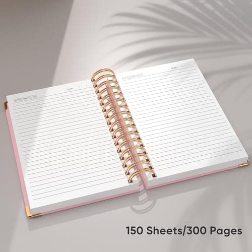 MSTONAL Lined Spiral Journal Notebook for Women Men, Medium A5 300 Pages, College Ruled Hardcover Notebooks for Work and Note Taking, Journals for Writing - Pink - Thumbnail 5
