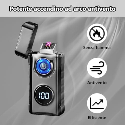 TIKIUKI Electric Lighter Dual Arc Lighter Plasma Metal Flameless Lighters Windproof Cool Lighters with LED Display for Aroma Candle,Camping (Black) - Thumbnail 4