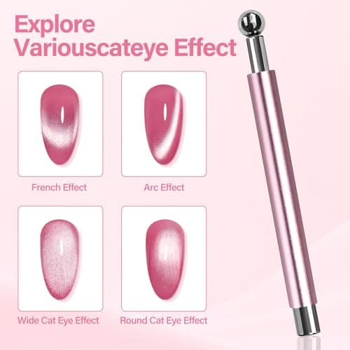 EBANKU 5PCS Cat Eye Magnet Set, Black Bead-Attracting Nail Magnet Pen & 3 in 1 Nail Magnet, Heart French Cat Eye Magnet for Nail Art Design Home DIY - Thumbnail 2