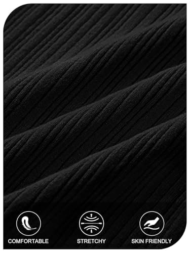 MEROKEETY Women's Fall Long Sleeve Sweater Tops 2025 Boat Neck Ribbed Asymmetric Lightweight Knit Shirts, Black, X-Large - Thumbnail 4