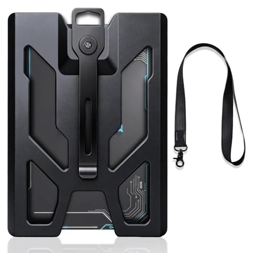 WSJSKMWQ Badge Holder with Lanyard & Metal Clip, Durable Aluminum, 4 Cards