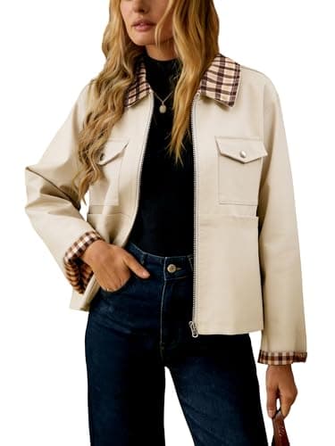 UEAL Spring Jackets For Women Trendy 2026 Summer Lightweight Zip Up Casual Jacket Coats XX-Large Khaki - Image 1