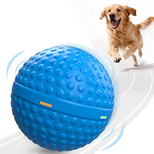 SNOYWEN Smart Interactive Dog Balls, Durable Food-Grade Rubber Material, Automatic Moving, Bouncing, Rotating Toy with Light for Medium, Large Dogs, IPX7 Waterproof (Blue)