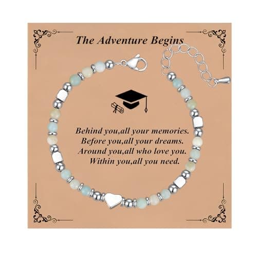 Ediseng 2026 Graduation Gifts for Her,Heart Charm Bracelets for Her,Personalized Graduation Bracelets for College/High School/Masters Degree/Nursing/8th Grade/Middle School/5th Grade (amazonite) - Image 1