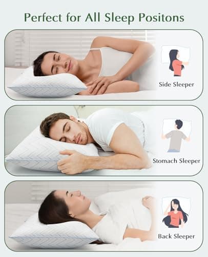 DIORIS Pillows Queen Size Set of 2 - Luxury Hotel Collection Bed Pillows for Sleeping, Supportive Fluffy Down Alternative Microfiber Filled for Back, Stomach Sleepers - Thumbnail 4