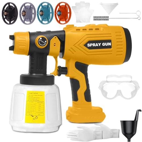 Cordless Paint Sprayer for Dewalt 20V Battery (Battery Not Included) - Electric Spray Paint Gun with 4 Copper Nozzles & 3 Spray Patterns, Ideal for DIY Projects, House Painting, Furniture, Fence - Image 1
