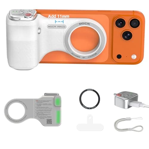 COMITOK Phone Camera Grip MOCA ARCO for Video Recording with Thumb Rest Area Design for iPhone Pro Max, with Enhanced Phone Mount & Detachable Remote for Easy Shooting, Video Call, Support iOS17/18/26 - Image 1