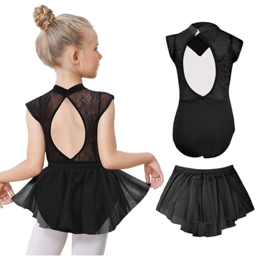Gogokids Girls Ballet Leotards, Toddler Hollow Back Dance Dress with Removable Skirt Combo - Image 1