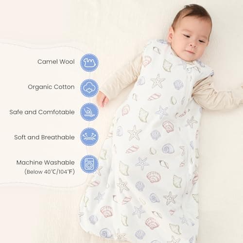 kaiya baby Unisex Sleeping Bag for Babies and Toddlers 1.0 Tog Sleep Sack 0-6 Months, Newborn Sleep Sack, Wearable Blanket Baby, One Piece Sleeveless Sleep Sack, Gifts for Baby - Thumbnail 2
