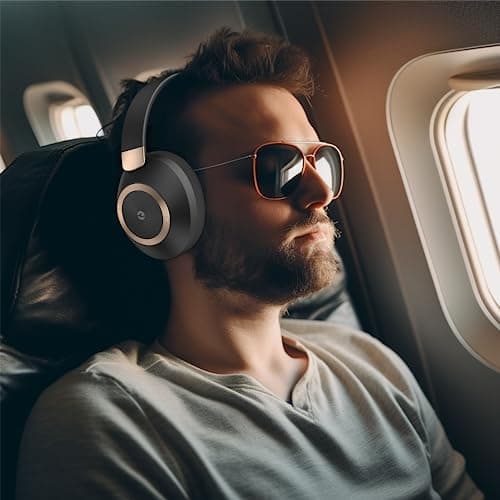 EAORUL Active Noise Cancelling Headphones, 100H Playtime Headphones Wireless Bluetooth, Bluetooth Headphone with Mic, Over Ear Wireless Headphone with Deep Bass,Fast Charging for Travel - Thumbnail 6