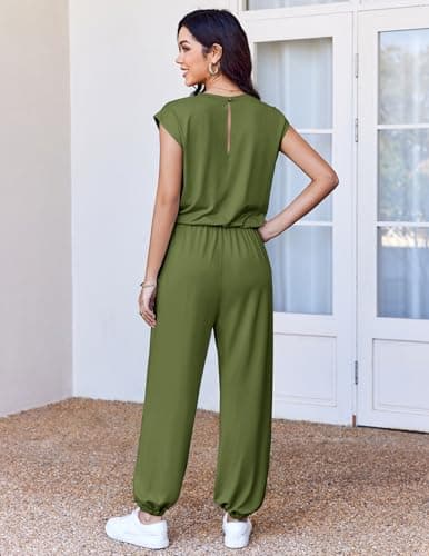 Ekouaer Womens Jumpsuits Casual One Piece Summer Romper Jogger Leg Long Pant Casual Spring Vacation Outfit with Pocket 2026 - Thumbnail 3