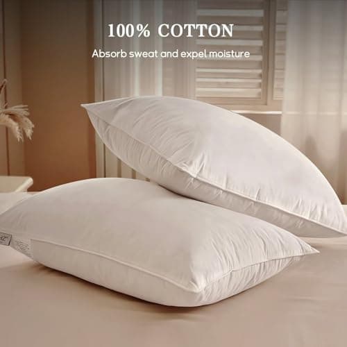 BHZ King Pillow Feather Down Hotel My King Pillow Bed Goose Pillows Alternative Luxury Pillows for Sleeping Side and Back Sleepers Soft Support Gifts White - Thumbnail 4