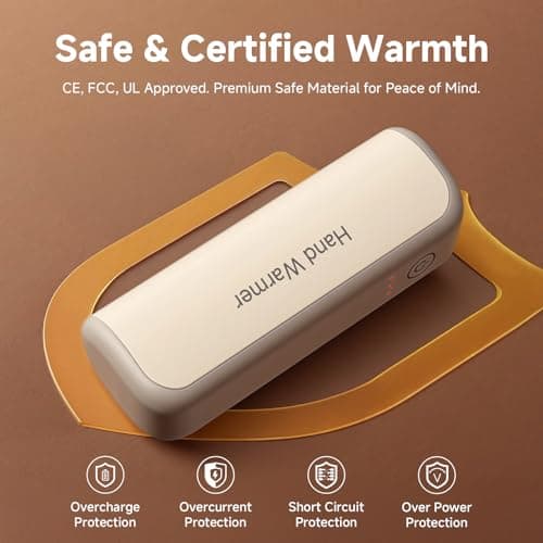 Hand Warmers Rechargeable 2 Pack, Magnetic Electric Hand Warmer 3 Settings Portable Pocket Heater 360°Heating, Gifts for Men Women Camping,Hunting,Golf,Travel Essentials (White) - Thumbnail 4
