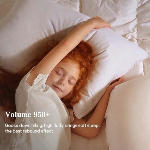 BHZ King Pillow Feather Down Hotel My King Pillow Bed Goose Pillows Alternative Luxury Pillows for Sleeping Side and Back Sleepers Soft Support Gifts White - Thumbnail 3