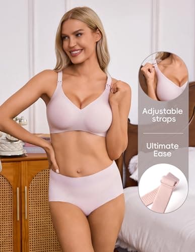 BRATUC Breastfeeding Bras for Women Support Seamless Wireless Maternity Nursing Bra Soft Comfortable Pregnancy Sleep Bralette X-Large Purple - Thumbnail 3