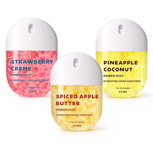 VILUVA 3 Pack Hydrating Hand Sanitizer Spray-Scented Power Mist Sprays Travel Size with Phone Lanyard, Alcohol-Free Moisturizing Pocket Hand Mist,Natural Ingredients,1 FL.OZ Each - Image 1