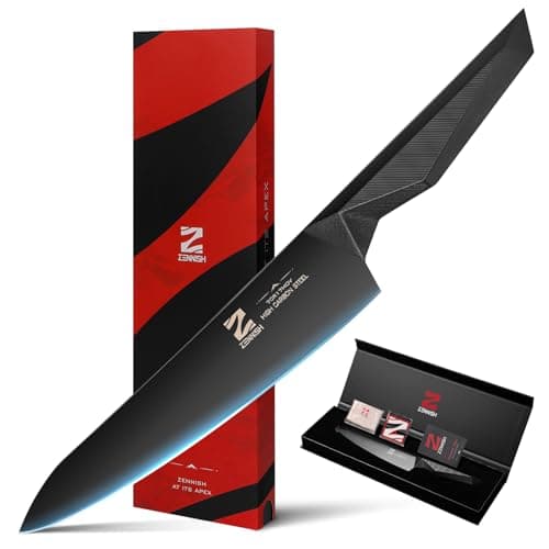 【NEW】 Chef Knife 8 Inch Obsidian Professional Kitchen Knife, High Carbon 7Cr17MoV Steel Black Titanium Nitride Coated, Non-Slip Ergonomic G10 Handle for Meat and Vegetables, Gift Box Included - Image 1