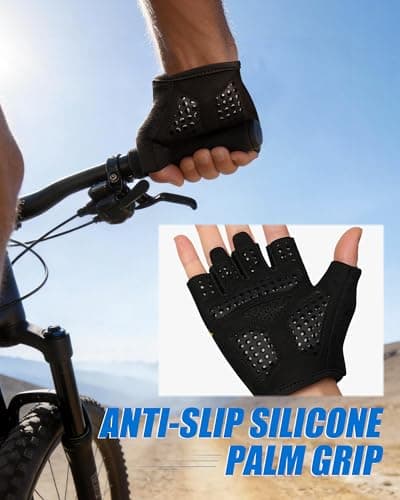 Cycling Gloves for Men/Women Bike Gloves -[6MM Gel Pad] Half Finger with Shock-Absorbing, Anti-Slip for Cycling, Workout, Gym, Training, Weight Lifting, Outdoor, Dirt Bike, Mountain Bike, Riding,Gym - Thumbnail 4