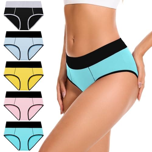 CleainKorte Womens Cotton Underwear Hipster Ladies Panties Women Mid Rise Coverage Briefs Strech Breathable - 5 Pack S - Image 1