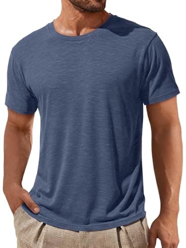 ZDC Mens Short Sleeve Shirts Summer Casual Crew Neck T Shirts Classic Basic Tee Navy Blue - Image 1