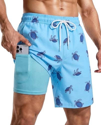 CoozySphere Men's Swim Trunks Quick Dry Board Shorts with Zipper Pockets Beach Shorts 7 Inch Swimwear Bathing Suits for Men M - Image 1