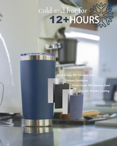 UIRZOTN Travel Coffee Tumbler 20oz, 4 Pack Leakproof Travel Coffee Mug with Lid and Straw, Stainless Steel Double Wall Vacuum Insulated Tumbler for Hot/Iced Drinks (Army Green, Textured Matte) - Thumbnail 4