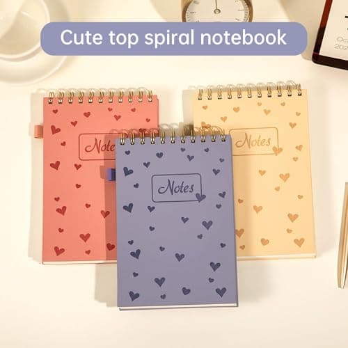Yoment Top Spiral Notebook A5 Leather Hardcover Steno Pads, 240 Pages 100 GSM Cute Top Bound Spiral Notebooks College Ruled 6 x 9, Left Handed Spiral Notepads for Work, School, Home, Purple - Thumbnail 6