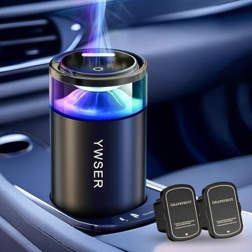 Upgraded Smart Car Air Freshener Diffuser, New Car Smell Air Freshener Long Lasting, 3 Adjustable Modes with 8 Ambient Lights,Auto On/Off, Car Diffusers for Essential Oil with 2 Refills(Grapefruit) - Image 1